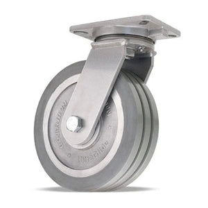 Hamilton Champion Swivel Caster with 10" x 3" UltraGlide™ (95A) Triple Wheel Grey Tread on Aluminum Core with 3/4" Sealed Precision Ball Bearings CasterHQ