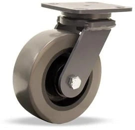 Hamilton Champion Swivel Caster with 6" x 3" DuraGlide 1" thick Polyurethane (95A) on Cast Iron Wheel with 3/4" Sealed Precision Ball Bearings Hamilton