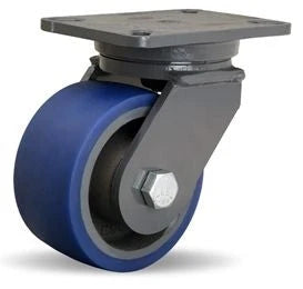 Hamilton Champion Swivel Caster with 6" x 3" Ergo-Glide Polyurethane (85A) on Cast Iron Wheel with 3/4" Sealed Precision Ball Bearings Hamilton