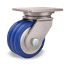 Hamilton Champion Swivel Caster with 6" x 3" UltraGlide™ (85A) Triple Wheel Blue Tread on Aluminum Core with 3/4" Sealed Precision Ball Bearings CasterHQ
