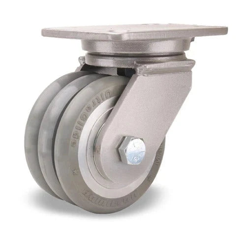 Hamilton Champion Swivel Caster with 6" x 3" UltraGlide™ (95A) Triple Wheel Grey Tread on Aluminum Core with 3/4" Sealed Precision Ball Bearings CasterHQ