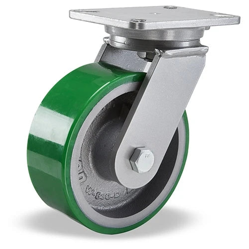 Hamilton Champion Swivel Caster with 8" x 3" Duralast® Polyurethane (95A) on Cast Iron Wheel with 3/4" Sealed Precision Ball Bearings Hamilton