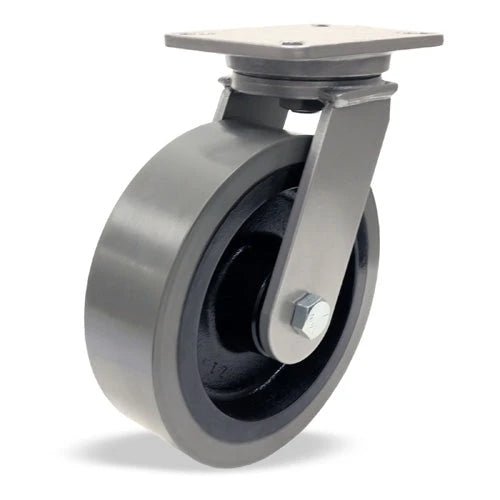 Hamilton Champion Swivel Caster with 8" x 3" DuraGlide® 1" thick Polyurethane (95A) on Cast Iron Wheel with 3/4" Sealed Precision Ball Bearings Hamilton