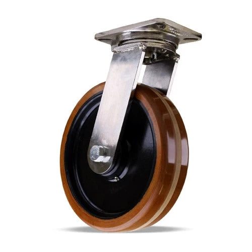 Hamilton 3200 lbs Champion Stainless Steel Swivel Caster - 12"x3" Laminated Plastex Phenolic Wheel with Precision Bearings Hamilton