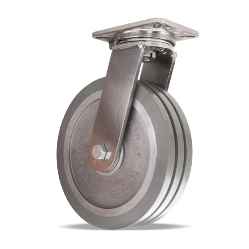 Hamilton 12-inch Stainless Steel Swivel Caster - 3200 lbs Load, UltraGlide Triple Wheel with Aluminum Core & Precision Bearings Hamilton