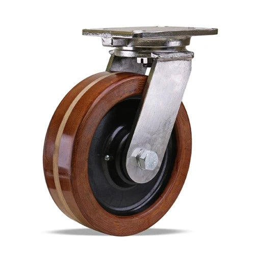 Hamilton S-CHS-13LPSB Stainless Steel Swivel Caster - 10" x 3" Laminated Plastex Phenolic Wheel - 3200 lbs Load Capacity - 3/4" Double Shielded Ball Bearings for High-Duty E-commerce Hamilton