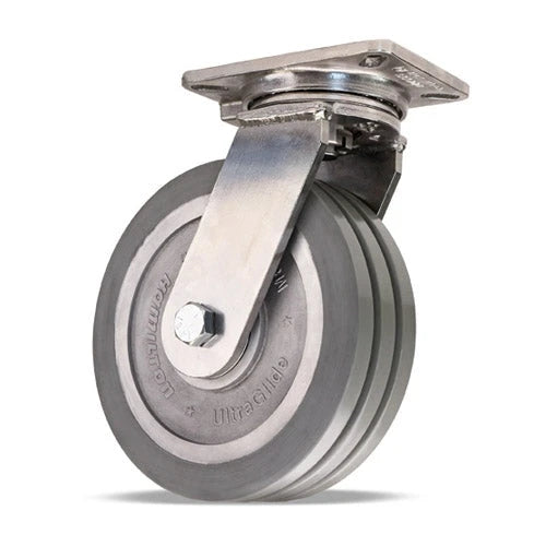 Hamilton S-CHS-13SWF95 Stainless Steel Swivel Caster - 10x3 UltraGlide Triple Wheel (95A) - 3200 lbs Load Capacity with Sealed Bearings Hamilton