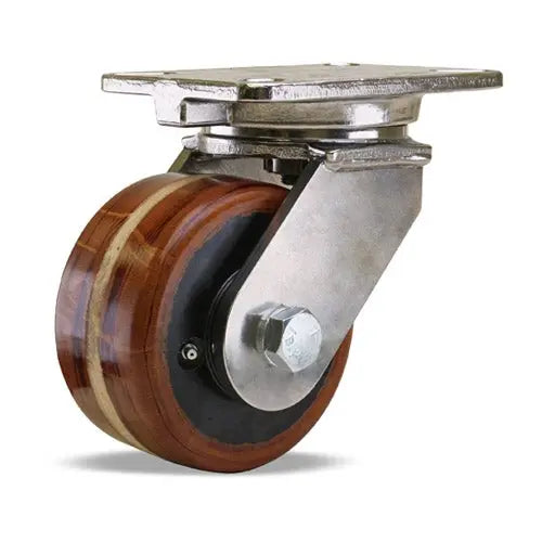 Hamilton 2500 lbs. Stainless Steel Swivel Caster 6"x3" Laminated Plastex Phenolic Wheel, 3/4" Double Shielded Precision Ball Bearings  S-CHS-63LPSB -  | CasterHQ