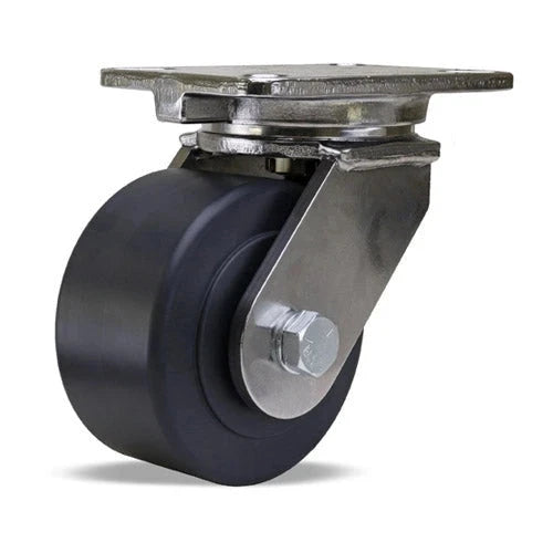 Hamilton Stainless Steel Swivel Caster - 6" x 3" Nylast™ Nylon Wheel - 3200 lbs. Load Capacity - 3/4" Double Shielded Precision Ball Bearings - Champion Series S-CHS-63NYSB CasterHQ