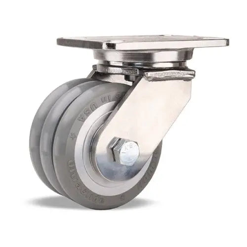 Hamilton S-CHS-63SWC95 Stainless Steel Champion Swivel Caster - 6"x3" UltraGlide (95A) Triple Wheel, 2600 lbs. Load Capacity with Sealed Precision Ball Bearings -  | CasterHQ