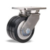 Hamilton S-CHS-63SWF70D Stainless Steel Swivel Caster - 3100 lbs. Capacity, 6"x3" UltraGlide (70D) Black Tread on Aluminum, Precision Bearings Hamilton
