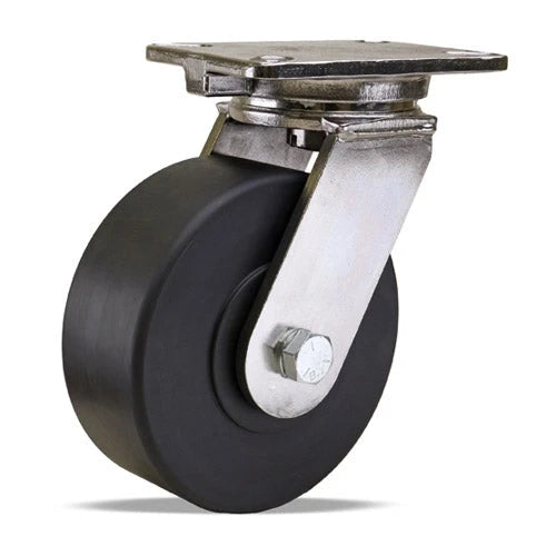 Hamilton 8" Champion Stainless Steel Swivel Caster - 3200 lbs Load Capacity with Nylast Cast Nylon Wheel & Double Shielded Bearings Hamilton
