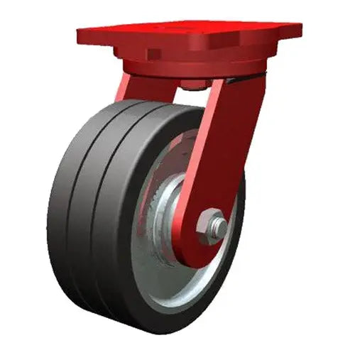 Hamilton Extra Heavy Duty Swivel Caster with 12" x 3" UltraGlide™ (70D) Triple Wheel Black Tread on Aluminum Core with 3/4" Precision Ball Bearings -  | CasterHQ