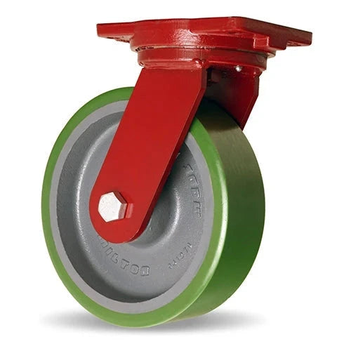 Hamilton Extra Heavy Duty Swivel Caster with 10" x 3" Duralast® Polyurethane (95A) on Cast Iron Wheel with 3/4" Sealed Precision Ball Bearings CasterHQ