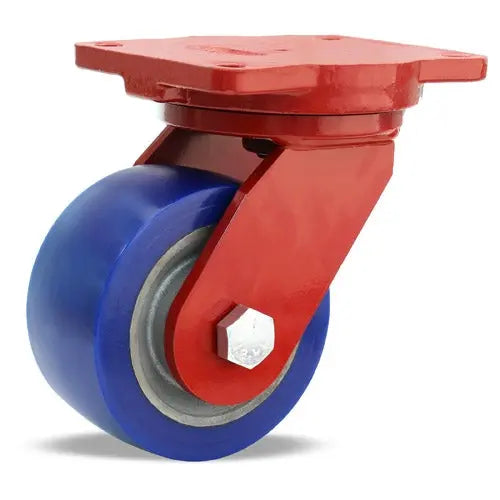 Hamilton Extra Heavy Duty Swivel Caster with 6" x 3" Ergo-Glide XT 1" Thick Polyurethane (85A) on Cast Iron Wheel with 3/4" Sealed Precision Ball Bearings -  | CasterHQ