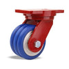 Hamilton Extra Heavy Duty Swivel Caster with 6" x 3" UltraGlide™ (85A) Triple Wheel Blue Tread on Aluminum Core with 3/4" Sealed Precision Ball Bearings CasterHQ