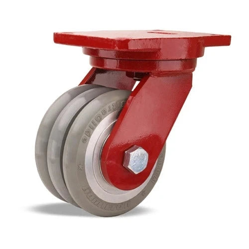 Hamilton Extra Heavy Duty Swivel Caster with 6" x 3" UltraGlide™ (95A) Triple Wheel Grey Tread on Aluminum Core with 3/4" Sealed Precision Ball Bearings CasterHQ