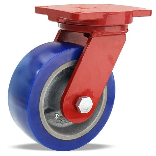 Hamilton Extra Heavy Duty Swivel Caster with 8" x 3" Ergo-Glide XT 1" Thick Polyurethane (85A) on Cast Iron Wheel with 3/4" Sealed Precision Ball Bearings Hamilton