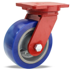 Hamilton Extra Heavy Duty Swivel Caster with 8" x 3" Ergo-Glide XT 1" Thick Polyurethane (85A) on Cast Iron Wheel with 3/4" Sealed Precision Ball Bearings Hamilton