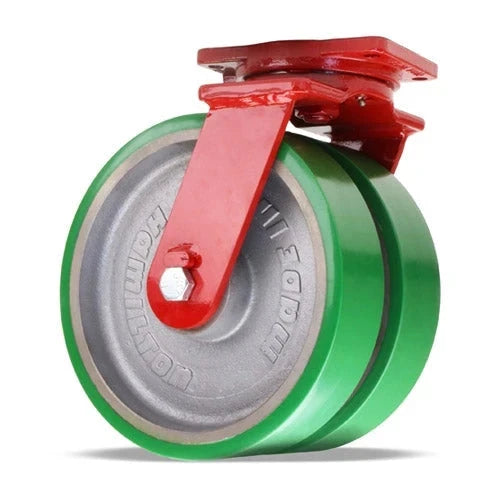 Hamilton Extra Heavy Duty Dual-Wheel Swivel Caster with 12" x 3" Duralast® Polyurethane (95A) on Cast Iron Wheels with 3/4" Sealed Precision Ball Bearings CasterHQ