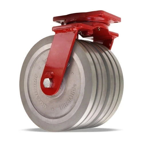 Hamilton Extra Heavy Duty Dual-Wheel Swivel Caster with 12" x 3" UltraGlide™ (95A) Triple Wheel Grey Tread on Aluminum Core with 3/4" Sealed Precision Ball Bearings CasterHQ