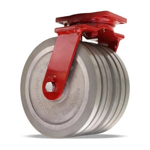 Hamilton Extra Heavy Duty Dual-Wheel Swivel Caster with 12" x 3" UltraGlide™ (95A) Triple Wheel Grey Tread on Aluminum Core with 3/4" Sealed Precision Ball Bearings CasterHQ