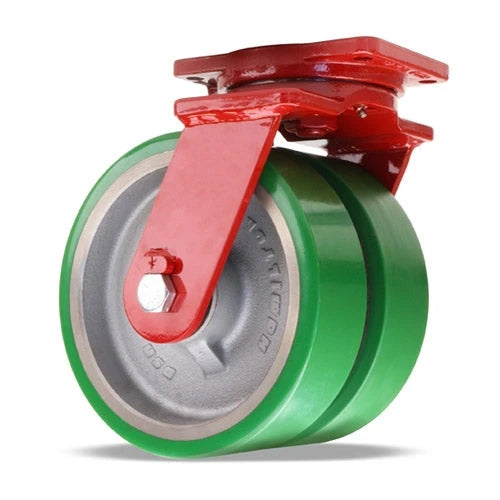 Hamilton Extra Heavy Duty Dual-Wheel Swivel Caster with 10" x 3" Duralast® Polyurethane (95A) on Cast Iron Wheels with 3/4" Sealed Precision Ball Bearings Hamilton