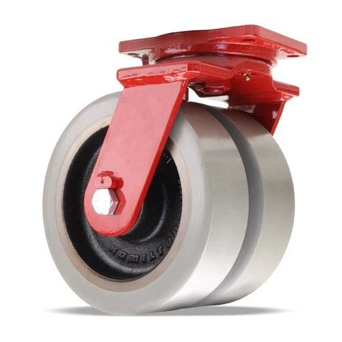 Hamilton Extra Heavy Duty Dual-Wheel Swivel Caster with 10" x 3" DuraGlide Wheel 1" thick Polyurethane (95A) Wheels with 3/4" Sealed Precision Ball Bearings Hamilton