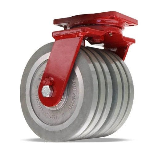 Hamilton Extra Heavy Duty Dual-Wheel Swivel Caster with 10" x 3" UltraGlide™ (95A) Triple Wheel Grey Tread on Aluminum Core with 3/4" Sealed Precision Ball Bearings Hamilton