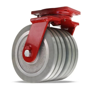 Hamilton Extra Heavy Duty Dual-Wheel Swivel Caster with 10" x 3" UltraGlide™ (95A) Triple Wheel Grey Tread on Aluminum Core with 3/4" Sealed Precision Ball Bearings CasterHQ