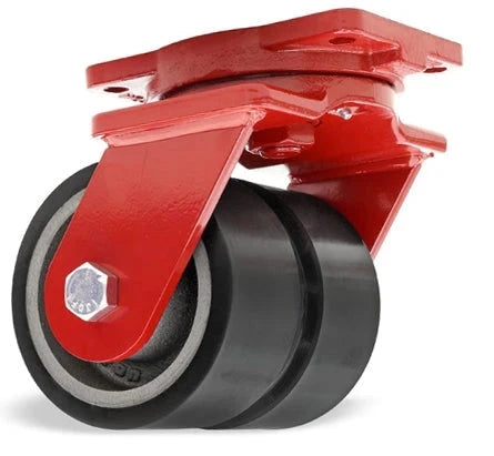 Hamilton Extra Heavy Duty Dual-Wheel Swivel Caster with 6" x 3" Duralast XC® Polyurethane (70D) on Cast Iron Wheels with 3/4" Sealed Precision Ball Bearings - 4,500 lbs Capacity CasterHQ
