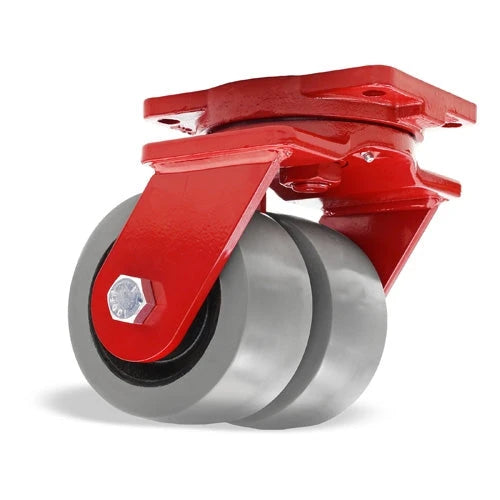 Hamilton Extra Heavy Duty Dual-Wheel Swivel Caster with 6" x 3" DuraGlide Wheel 1" thick Polyurethane (95A) Wheels with 3/4" Sealed Precision Ball Bearings Hamilton