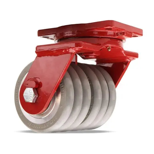 Hamilton Extra Heavy Duty Dual-Wheel Swivel Caster with 6" x 3" UltraGlide™ (95A) Triple Wheel Grey Tread on Aluminum Core with 3/4" Sealed Precision Ball Bearings -  | CasterHQ