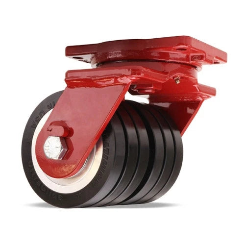 Hamilton Extra Heavy Duty Dual-Wheel Swivel Caster with 6" x 3" UltraGlide™ (70D) Triple Wheel Black Tread on Aluminum Core with 3/4" Sealed Precision Ball Bearings Hamilton