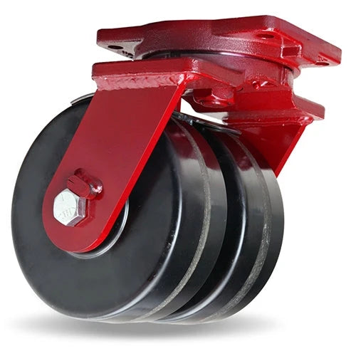 Hamilton Extra Heavy Duty Dual-Wheel Swivel Caster with 8" x 3" Plastex Phenolic Wheels with 1" Straight Roller Bearings Hamilton