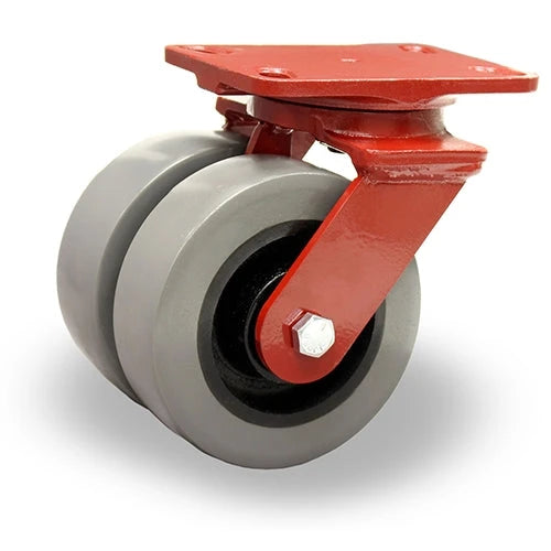 Hamilton Enhanced Dual Wheel Swivel Caster S-EHS2-AGV-6GB95: 6" x 2" DuraGlide-AGV Polyurethane on Cast Iron - Heavy Service Duty with 1/2" Sealed Precision Bearing Hamilton