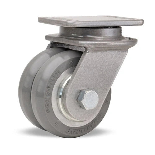 Hamilton Endurance Swivel Caster S-EN-35SWC95 - UltraGlide Twin Wheel with Grey Tread on Aluminum Core & 3/4" Sealed Precision Ball Bearings Hamilton