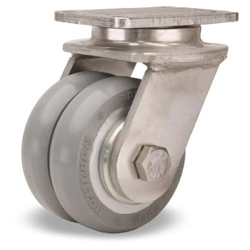 Hamilton 4x2" UltraGlide (95A) Twin Wheel Swivel Caster - 900 lbs Load Capacity - Grey TreS-EN-4SWC95 - Aluminum Core - 3/4" Sealed Precision Ball Bearings Hamilton