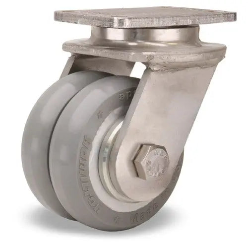 Hamilton 4x2" UltraGlide (95A) Twin Wheel Swivel Caster - 900 lbs Load Capacity - Grey TreS-EN-4SWC95 - Aluminum Core - 3/4" Sealed Precision Ball Bearings -  | CasterHQ
