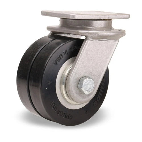 Hamilton 1000 lbs Load Capacity Swivel Caster | 4"x2" UltraGlide 70D Twin Wheel | Grey Tread on Aluminum Core | 3/4" Sealed Precision Ball Bearings Hamilton