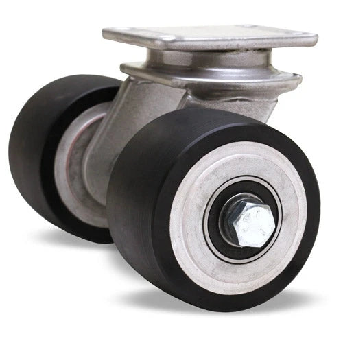 S-EN2-35DB70 Hamilton Dual Wheel Swivel Caster - 3 1/2" x 2" Duralast XC Polyurethane on Aluminum - Precision Ball Bearings Hamilton