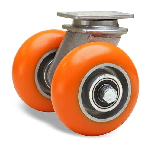 Hamilton 5" Dual Wheel Swivel Caster - 1000 lbs Load Capacity - Ergo-Tech Donut Tread Polyurethane (87A) on Aluminum - 1/2" Sealed Precision Bearing Hamilton
