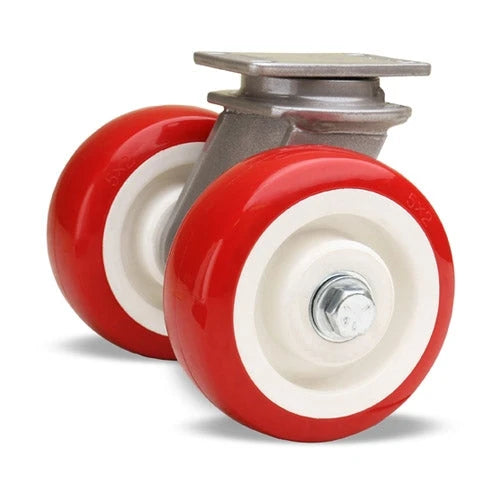 Hamilton 5" x 2" Dual Poly-Tech Wheel Swivel Caster - S-EN2-5NF with 3/4" Roller Bearing for Endurance Hamilton