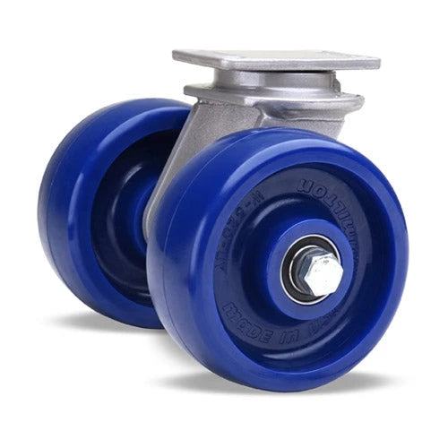 5" x 2" Dual Wheel Swivel Caster - Hamilton Endurance with Unilast Solid Poly Wheels & 1/2" Sealed Precision Ball Bearing Hamilton