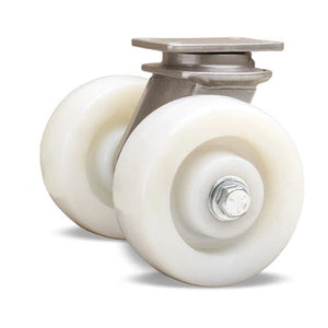 Hamilton S-EN2-5WNB 5" x 2" White Nylon Dual Wheel Swivel Caster – 1000 lb