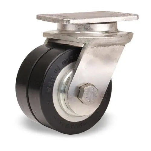 S-ENS-35SWF70D Hamilton Swivel Caster: 3 1/2" UltraGlide Twin Wheel with Sealed Bearings - Industrial Grade Stainless Steel -  | CasterHQ