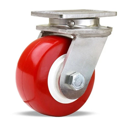 Hamilton Endurance S-ENS-4NFZ Stainless Steel Swivel Caster - 4" x 2" Poly-Tech Wheel with 3/4" Delrin Bearing Hamilton