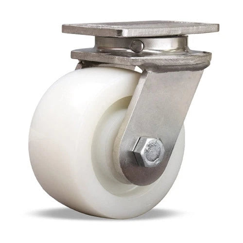S-ENS-4WNSB Hamilton Endurance Swivel Caster - 4" x 2" White Nylon Wheel with 1/2" Stainless Steel Bearings Hamilton
