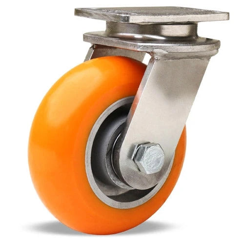 Hamilton Endurance S-ENS-52EMB - 5" Stainless Steel Swivel Caster with Ergo-Tech Polyurethane Tread on Aluminum Wheel - Industrial Strength with Precision Ball Bearing Hamilton