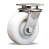 Hamilton Endurance Stainless Steel Swivel Caster - 5" x 2" White Nylon Wheel with 1/2" Sealed Precision Bearings Hamilton